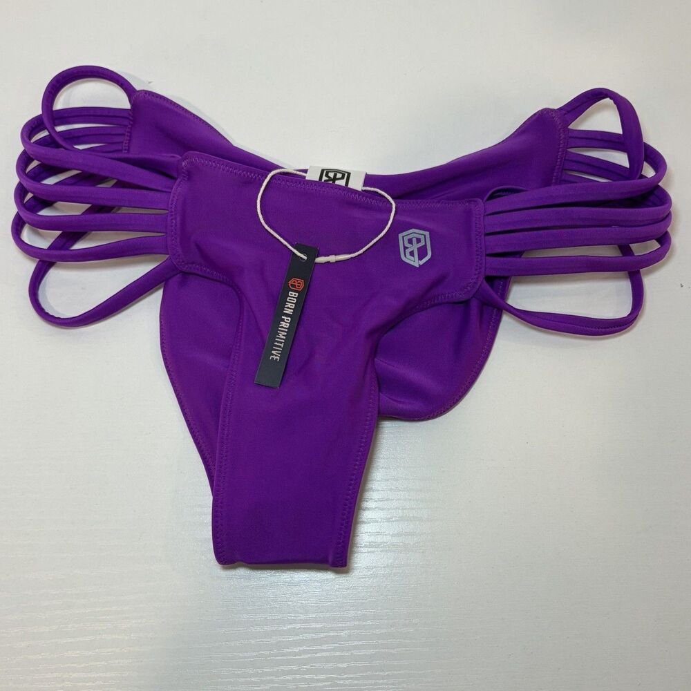 Born Primitive Tidal Bikini Bottom Womens Small Purple Strappy Cutout Swim NWT